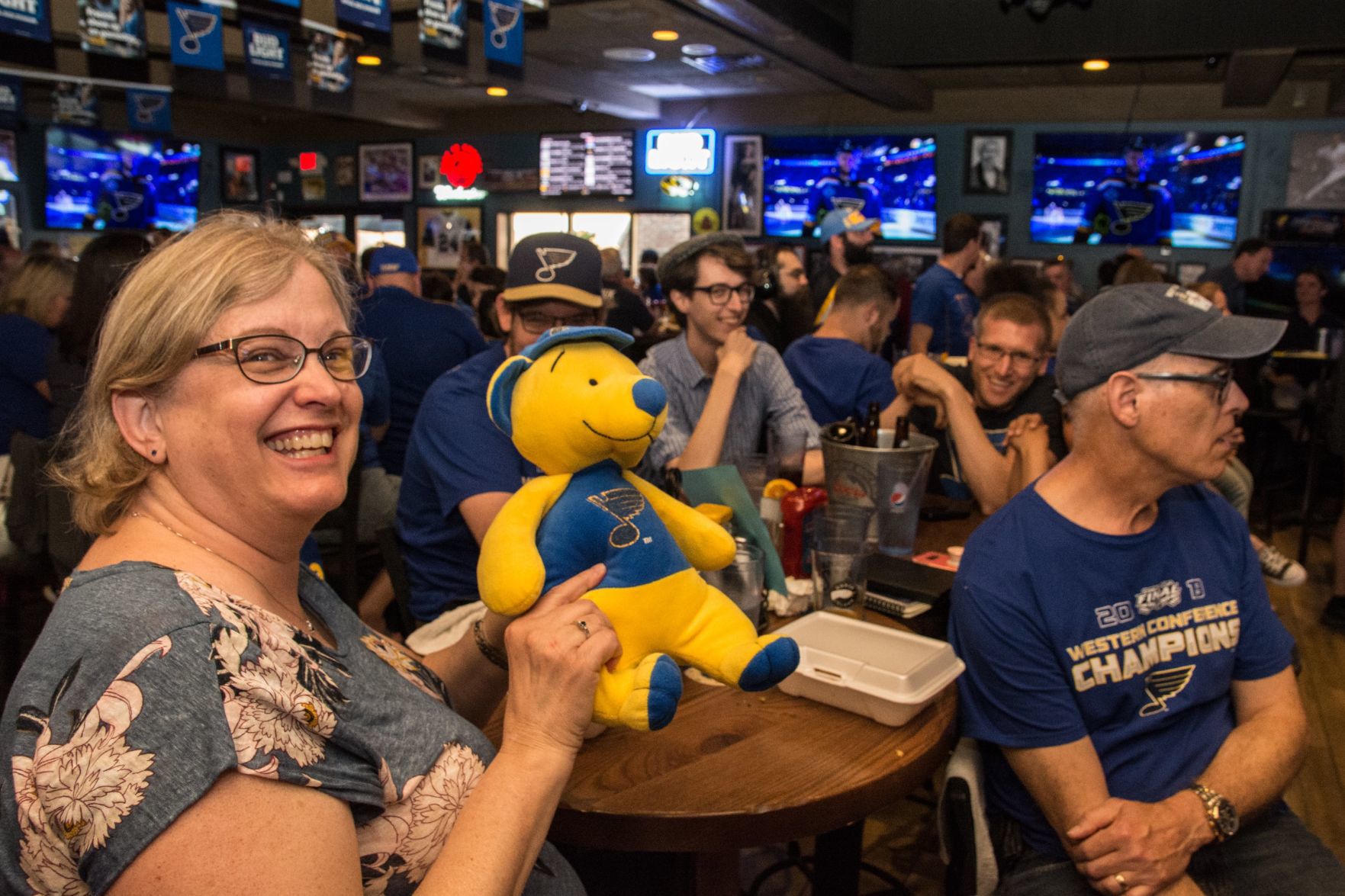 Blues Fans at Syberg's on Dorsett during Stanley Cup Final Game